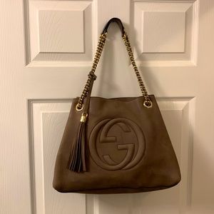 Gucci taupe soho satchel bag - used- hard Color to find